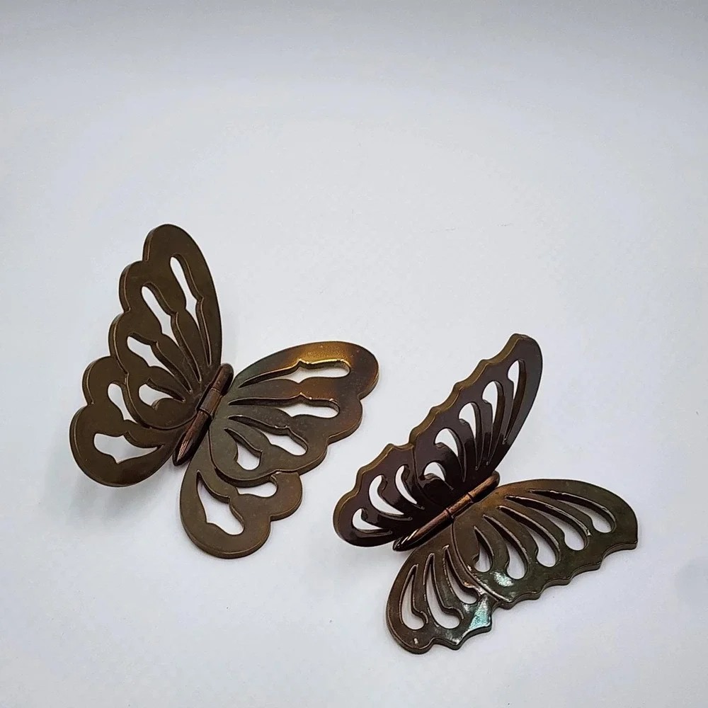 Vintage Gold Butterfly Wall Plaques Set of 2 Bendable Plastic Retro Decor 1980s
